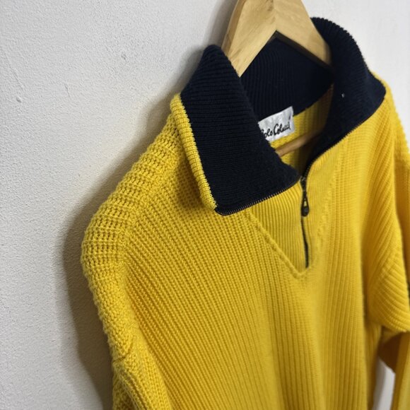 Vintage Carlo Colucci Men 50 (M) Germany Heavy Knit Sweater Yellow Nautical Club - Picture 3 of 7